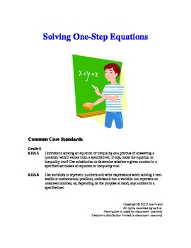 Preview of Solving One-Step Equations (Two Lesson Plans)