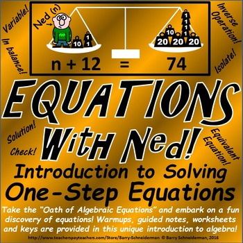Preview of Solving One Step Equations Unit: Addition, Subtraction, Multiplication, Division