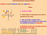 Solving One Step Equations Using Addition on Smartboard