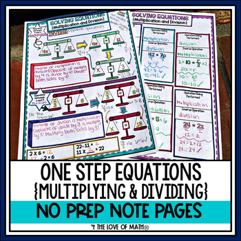 Preview of Solving One Step Equations With Multiplication and Division