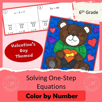 Preview of Solving One Step Equations - Valentine's Day Color by Number