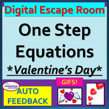 Preview of Solving One Step Equations | Valentine's Day | Math Escape Room Review Activity