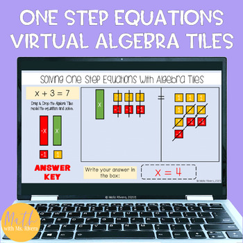 Preview of Solving One Step Equations Virtual Algebra Tiles Hands On Activity 6th Grade