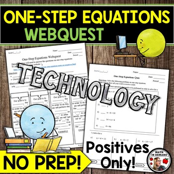 Preview of One-Step Equations Webquest 6th Grade Math Positives Only