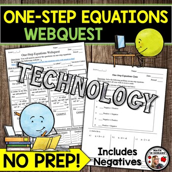 Preview of One-Step Equations Webquest 7th Grade Math includes Negatives