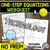 One-Step Equations Webquest 7th Grade Math includes Negatives