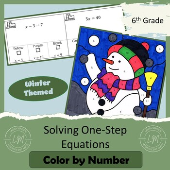 Preview of Solving One Step Equations - Winter Color by Number