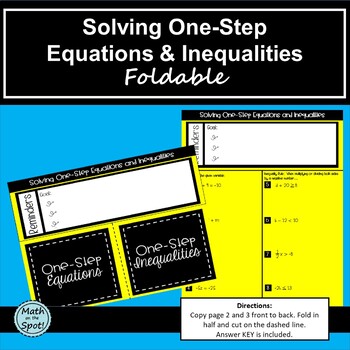Preview of Solving One-Step Equations and Inequalities Foldable