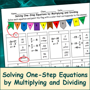 Preview of Solving One-Step Equations by Multiplying and Dividing (Integers)