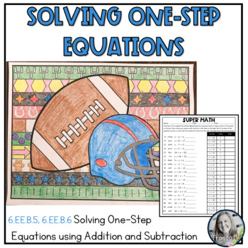 Preview of Solving One-Step Equations for Football Season, Big Game Math Activity