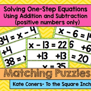 Preview of Solving One-Step Equations using Addition and Subtraction Matching Puzzles