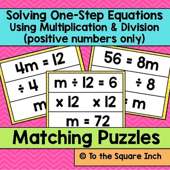 Preview of Solving One-Step Equations using Multiplication and Division Matching Puzzles