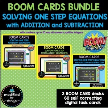 Preview of One Step Equations with Addition and Subtraction BOOM CARDS BUNDLE 6th-7th grade