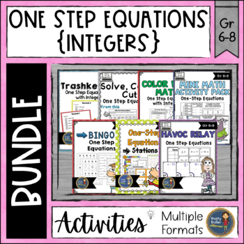 Preview of Solving One Step Equations with Integers Bundle