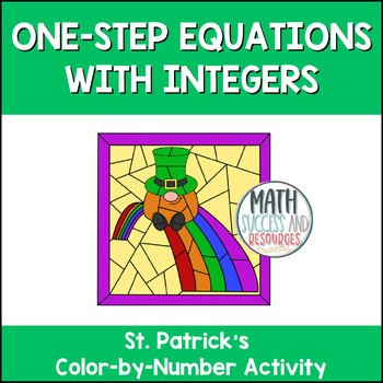 Preview of Solving One-Step Equations with Integers St. Patrick's Day Coloring Activity
