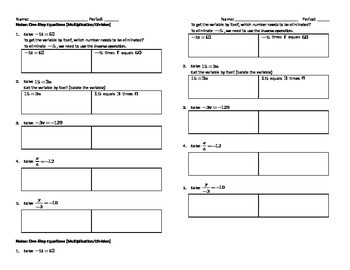 Preview of Solving One Step Equations with Multiplication and Division.