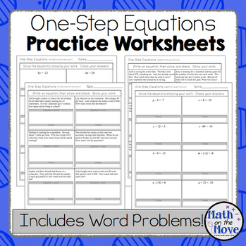 solving one step equation word problems pdf