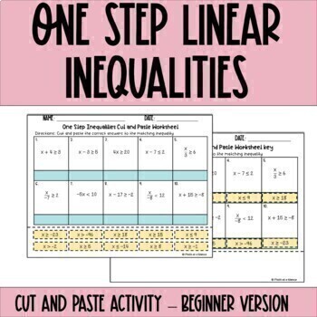 Preview of Solving One Step Inequalities Activity Digital and Printable- Beginner version 