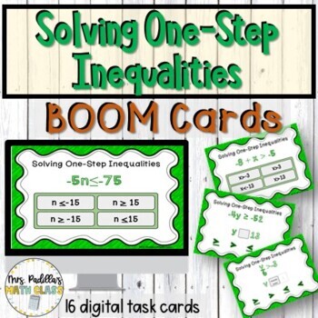 Preview of Solving One Step Inequalities BOOM cards for Distance Learning