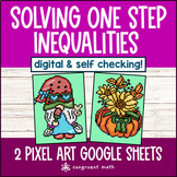 Solving One Step Inequalities Digital Pixel Art | 2 Differ