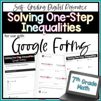 Preview of Solving One Step Inequalities Google Forms Homework Assignment