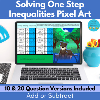 Preview of Solving One Step Inequalities Math Pixel Art | Adding and Subtracting Positive