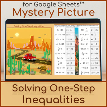 Preview of Solving One-Step Inequalities | Mystery Picture | Desert Pixel Art