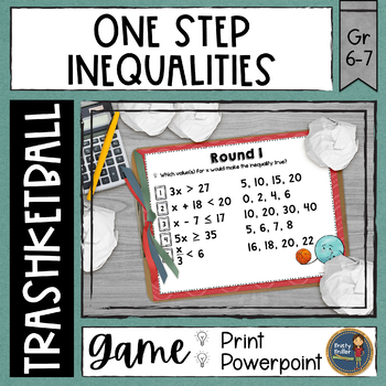 Preview of Solving One Step Inequalities Trashketball Math Game