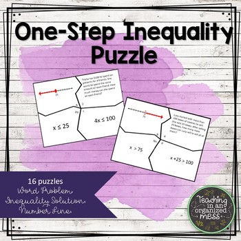 Preview of Solving One Step Inequalities Word Problems Puzzle