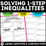 Solving One Step Inequalities using Addition/Subtraction S