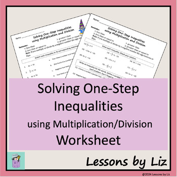 Preview of Solving One-Step Inequalities using Mult/Div Worksheet