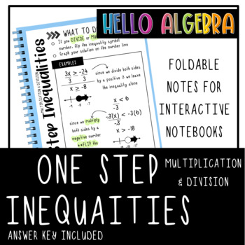 Preview of Solving One Step Inequalities using Multiplication and Division Foldable Notes