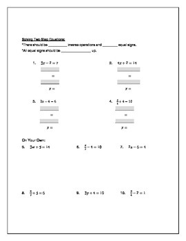 Solving One-Step & Two-Step Equations: Guided Notes and Practice by ...