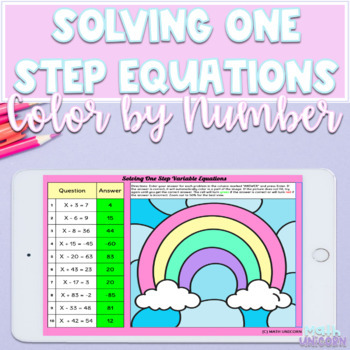 Preview of Solving One Step Variable Equations |  Color By Number
