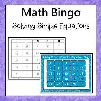 Preview of Solving One Step and Two Step Equations Bingo