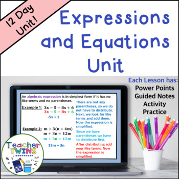 Preview of Solving One-Step and Two-Step Equations and Simplifying Expressions Unit