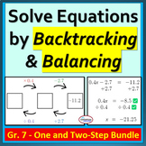 Solving One and Two Step Equations Activity BUNDLE Backtra