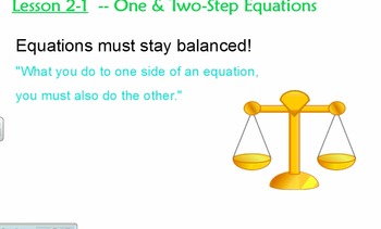 Preview of Solving One and Two Step Equations