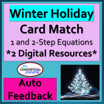 Preview of Solving One and Two Step Equations Christmas WINTER MATH DIGITAL Activity