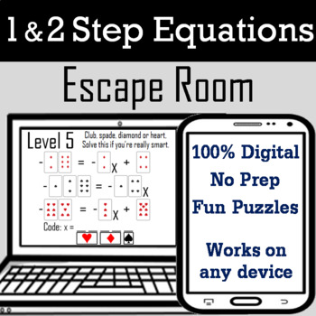 Preview of Solving One and Two Step Equations Activity: Digital Escape Room Breakout Game