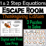 Solving One and Two Step Equations Game: Escape Room Thank