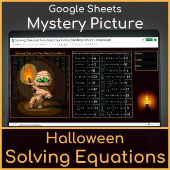 Preview of Solving One and Two-Step Equations | Mystery Picture Halloween