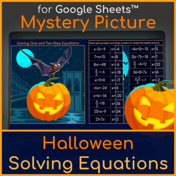 Preview of Solving One and Two-Step Equations | Mystery Picture Halloween Bat
