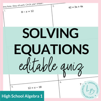 Preview of Solving One- and Two-Step Equations Quiz