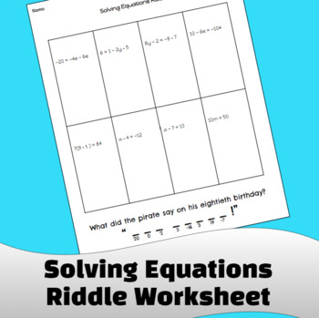 Preview of Solving One and Two Step Equations Riddle - Fun Worksheet - Algebra 1