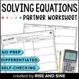 Solving One and Two Step Equations Self-Checking Partner W