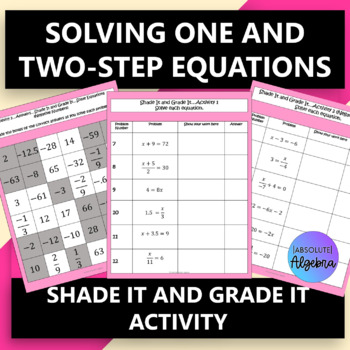 Preview of Solving One and Two Step Equations Shade It and Grade It Activity