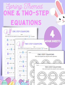 Preview of Solving One and Two-Step Equations | Spring & Easter Themed Worksheets