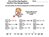 Solving One and Two Step Equations Valentine's Day Math Ac