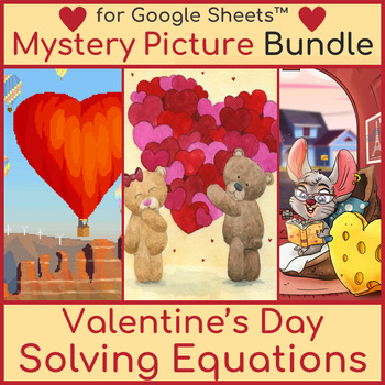 Preview of Solving One and Two-Step Equations | Valentine's Day Mystery Picture Bundle